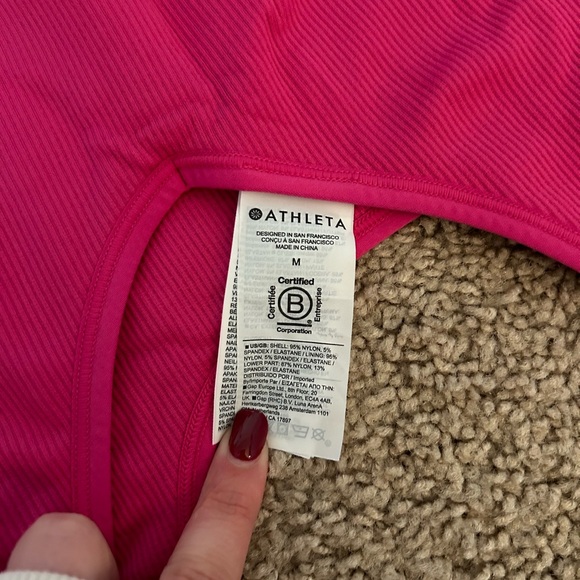 Athleta Hot Pink Seamless Ribbed Longline Cropped tank  Bra - Picture 3 of 4